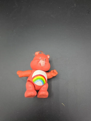 Vintage 1983 Kenner Care Bears Poseable 3” Figure Cheer Bear Rainbow PVC Pink