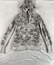 Athleta Hoodie Zip Up Sweater Women Sz S Gray Camo Running Yoga Workout