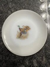 Vintage Anchor Hocking Fire King Milk Glass Mallard Duck 6.5in Plate