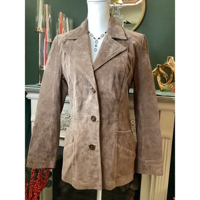 Anonymous John Carlisle Brown Suede 100% Leather Blazer Jacket Women's Medium