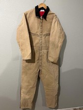 Vintage Key Insulated Coveralls Tan Canvas Mens L USA Workwear Cold Weather