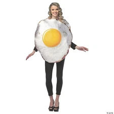 Adults Fried Egg Costume – Funny Breakfast Food Halloween Cosplay Party Outfit