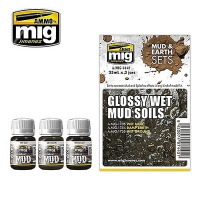 Ammo Glossy Wet Mud Soil colors (three 35ml Bottles) - Hobby and Plastic Model