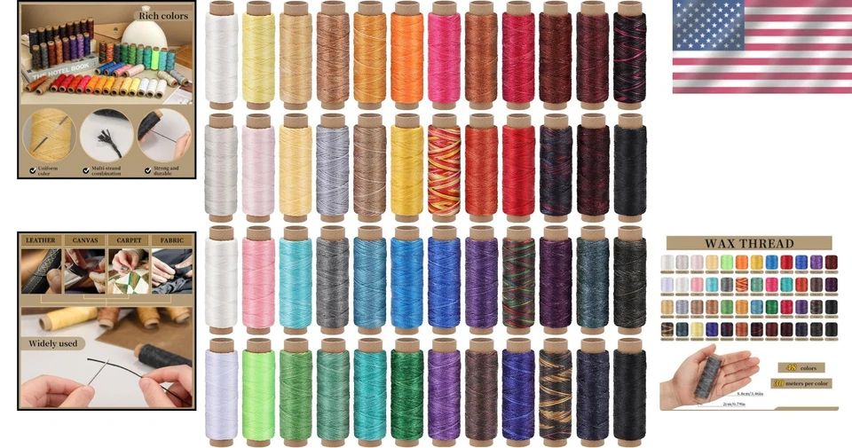 48-Color Waxed Leather & Bookbinding Thread Set - Image 2 of 4