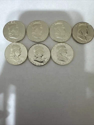 1963 GEM PROOF CAMEO FRANKLIN HALF DOLLAR 90% SILVER Lot Of 7