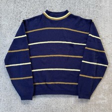 Vintage 50s 60s Jantzen Sweater Striped Blue Made In USA Size Medium