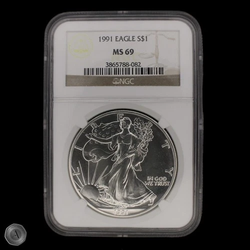 1991 American Silver Eagle NGC MS69 Brown Label -E358