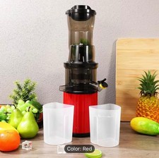 Cold Press Slow Juicer with Rotatable Feed Port & Brush - Heavy-Duty Plastic Slo