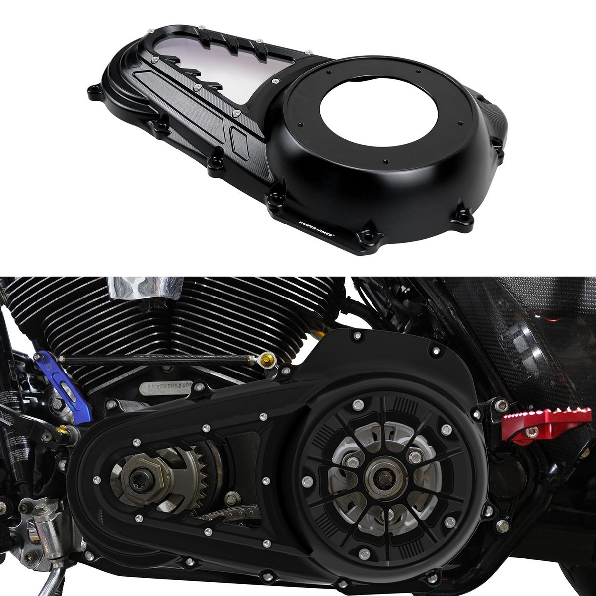 Black Outer Primary Cover for Harley 17-25 Street Glide Road Glide