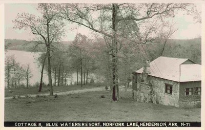 Cottage # 8, Blue Waters Resort, Lake Norfolk, Henderson, Arkansas AR RPPC