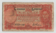 AUSTRALIA 10 Shillings 1942, P-25b, Armitage, McFarlane, Circulated. 998960. B8