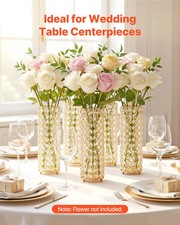 16 PCS Crystal Wedding Flower Vase, 10.24 in Tall Flower Table Centerpieces, Cr
