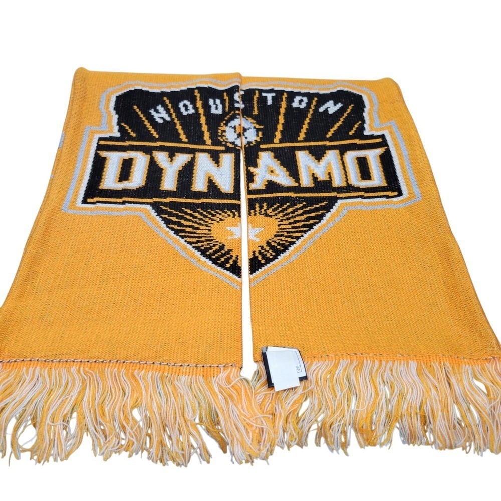Houston Dynamo MLS Soccer Scarf Adidas Gold Gray Stripe Knit Accessory HG10290 thumbnail 4