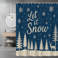 Let it Snow Shower Curtain - Winter Decor with Trees and Snowflakes
