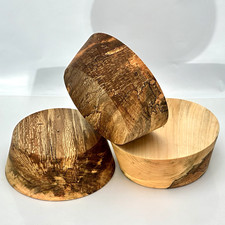 3 SPALTED MAPLE BOWL BLANKS, 8"X3" BULK LISTING, WOOD LATHE TURNING STOCK
