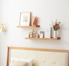 Oak Floating Shelf, Wall Mounted Solid Wood Display Picture Ledge Shelf - 60cm