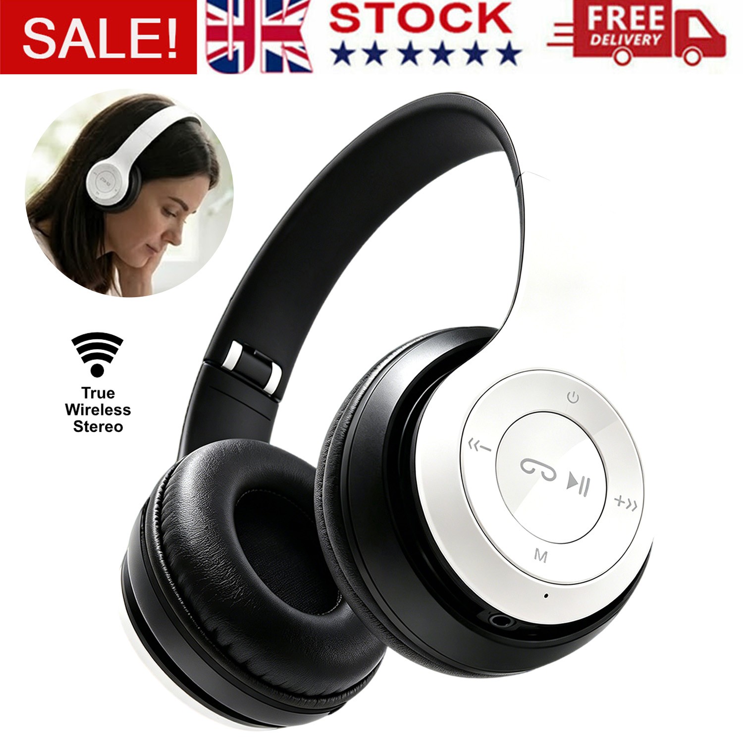 Wireless Bluetooth Headphones W/Noise Cancelling Over-Ear Earphones 5.1 P47 Gift