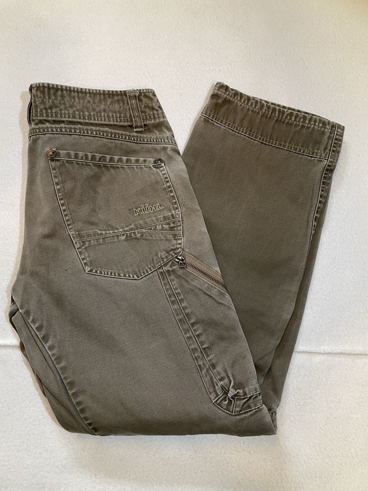 Vintage Kuhl Double Knee Pants Streetwear Patina Dye Canvas Mens Size 34x32