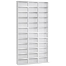 HOMCOM CD DVD Media Storage Shelves Display Shelf Racks Wooden Frame White