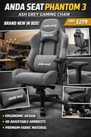 Anda Seat Phantom Office Gaming Chair Ash Grey Reclining & Height Adjustable