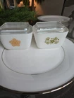Vintage Pyrex Butterfly Gold & Crazy Daisy 501-B Refrigerator Dishes 1 1/2 Cup