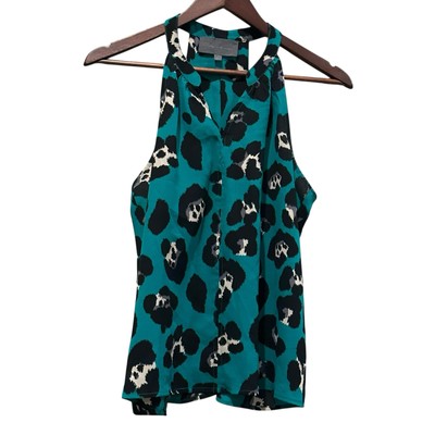 Anthropologie Sunday In Brooklyn Green Cheetah Print Sleeveless Blouse Small