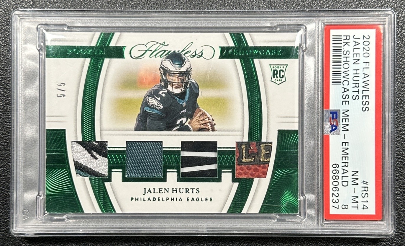 Jalen Hurts Panini Flawless Rookie Showcase Memorabilia #RS14 Emerald