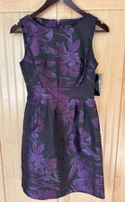 Tahari Arthur S Levine Dress Size 2 Petite Sleeveless Purple Cocktail Evening