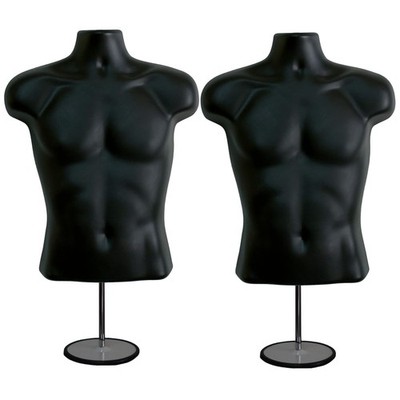 Male Mannequin Torso with Metal Stand Black Stackable Dress Form for T-Shirt ...