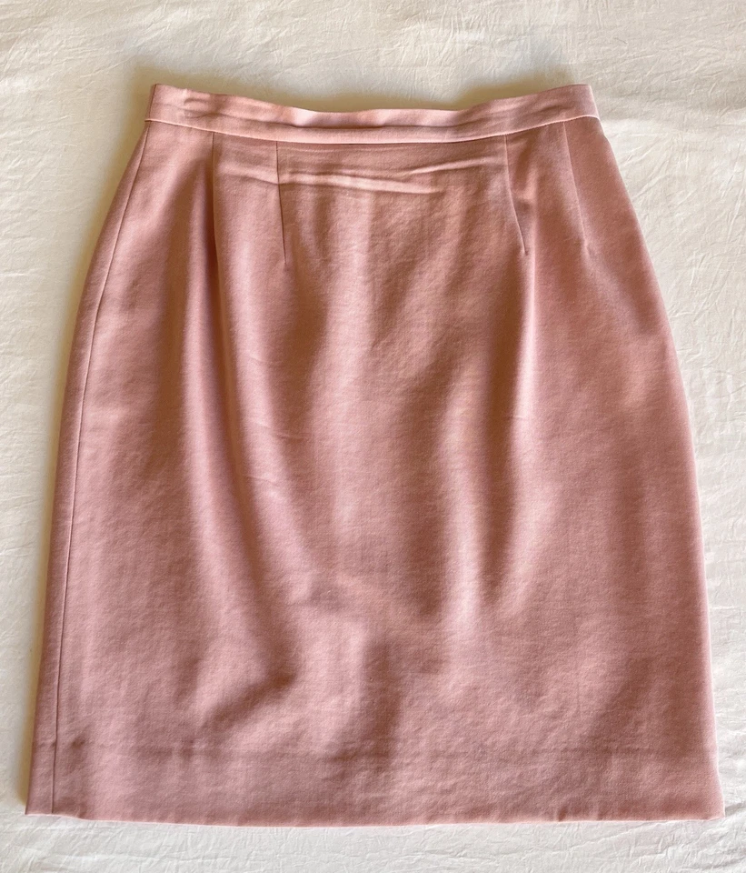 Falda lápiz vintage Austin Reed 100 % pura lana peinada forrada rosa talla 8