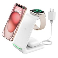3 in 1 Wireless Charging Station for Apple, Fast Wireless Charger Stand White