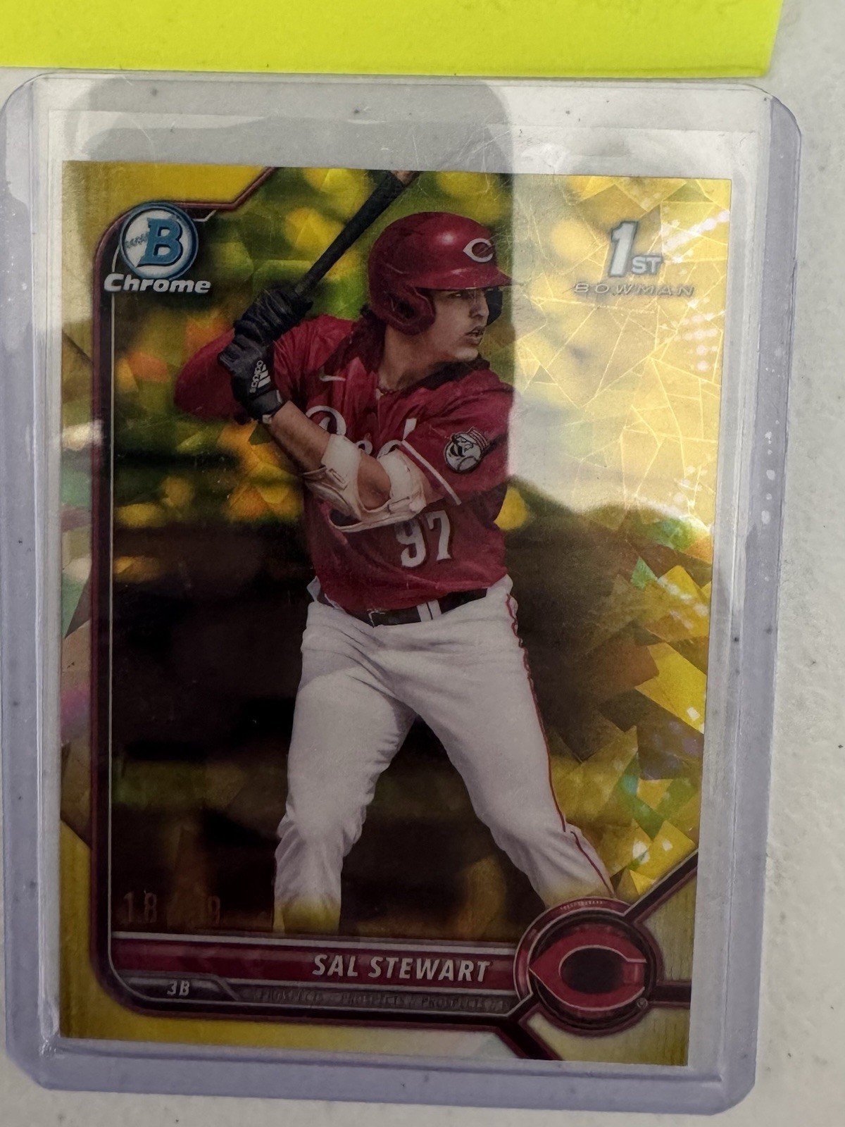 Sal Stewart 2022 Bowman Draft Sapphire Yellow /99 Reds