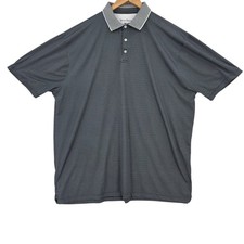 Hickey Freeman Mens XXL Blue Gray Geometric Print Short Sleeve Polo Shirt