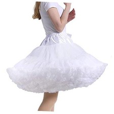 Women's Puffy Tutu Skirt Elastic Waist Tulle Tutu Skirt Fluffy Pure White