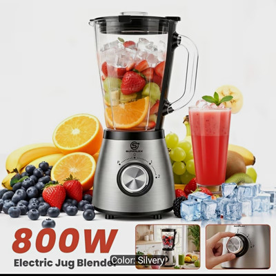 SUPERLEX Electric Jug Blender Standmixer 800W 1,5L Silber/Schwarz 2+Pulse