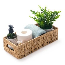 Wicker Toilet Tank Basket, Toilet Paper Basket for Back of Toilet Tank Top, W...