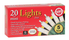 New Holiday 5 ft Christmas Mini Christmas Lights 20 Lights Green Wire  Clear