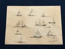 Claude Monet Drawing on paper (Handmade) signed and stamped mixed media.