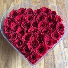 27-Piece Forever Flower Heart Shape Box -Preserved Roses Immortal Roses for Her
