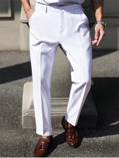 Mens Suit Pants Casual Slim Pants Business Office Long Dress Trousers