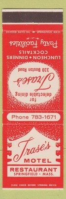 Matchbook Cover - Trase's Motel Restaurant Springfield MA Chinese Polynesian
