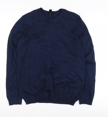 MAN Herren Pullover Pulli blau mit Rundhalsausschnitt - Größe L
