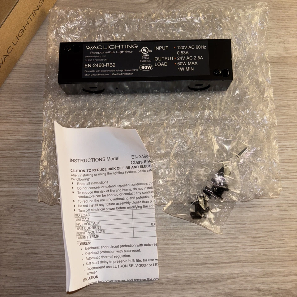 WAC Lighting EN-2460-RB2 120V In 24V Out 60W LED Transformer New Multiple Avail - Image 2 of 4