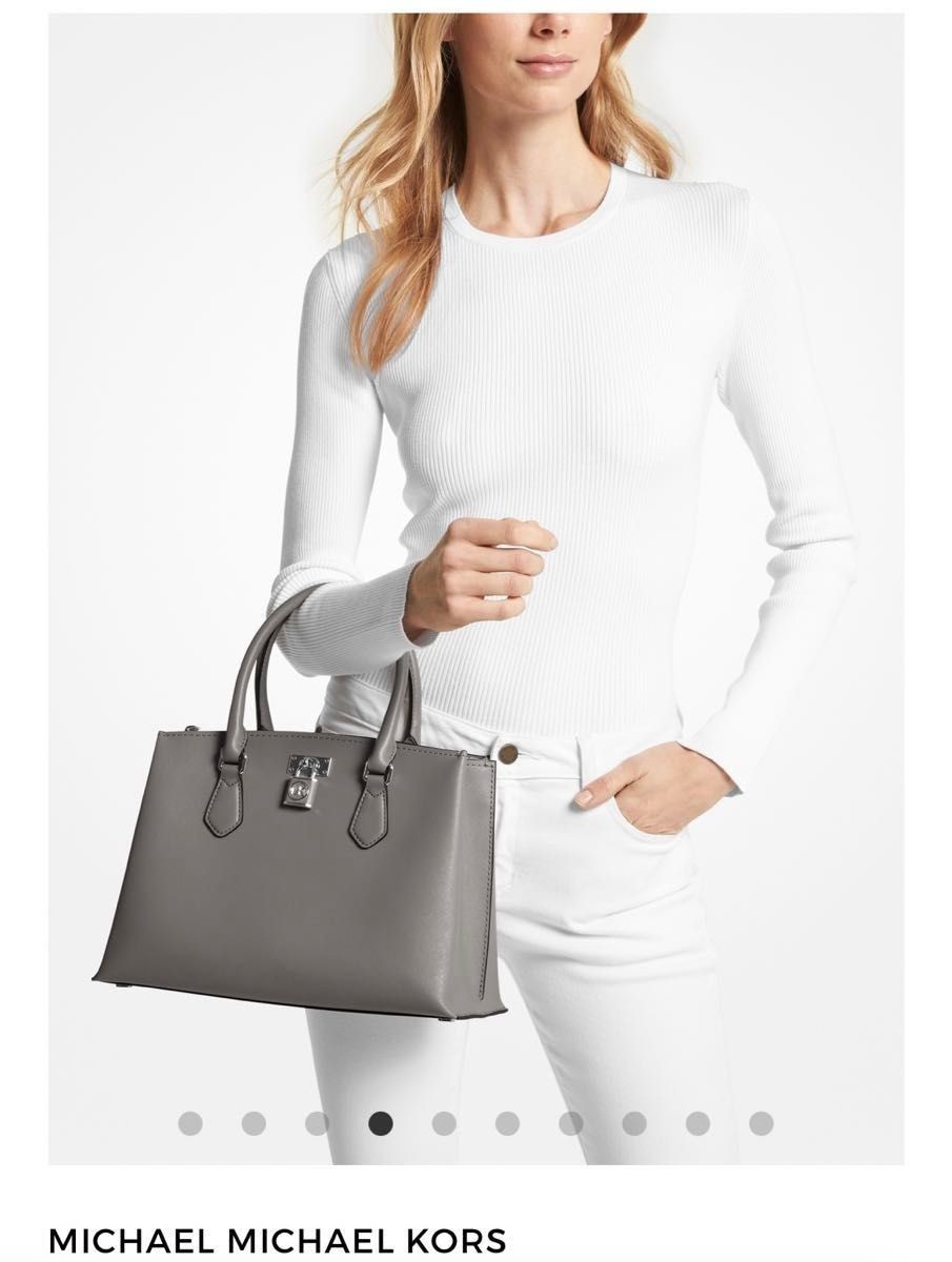 Michael Kors Ruby Satchel Medium Heather Gray Lea… - image 4