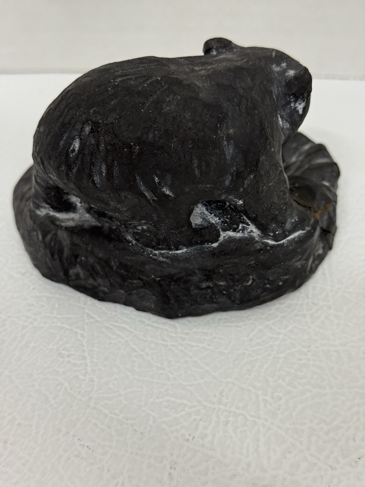 Vintage Alaska Intuit Black Soapstone Bear Souvenir Made in Alaska