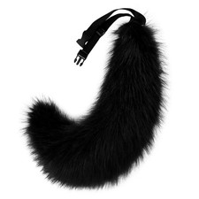 Fluffy Faux Fur Wolf Fox Tail Halloween Party Cosplay Costume Black