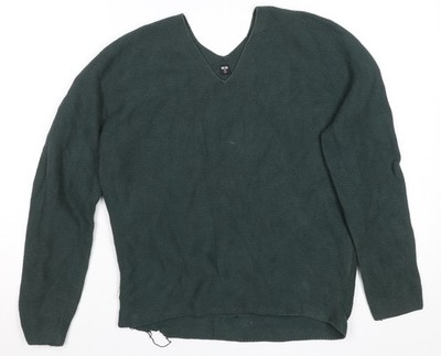 Uniqlo Strickpullover Pullover Herren Grün XS Baumwolle V-Ausschnitt