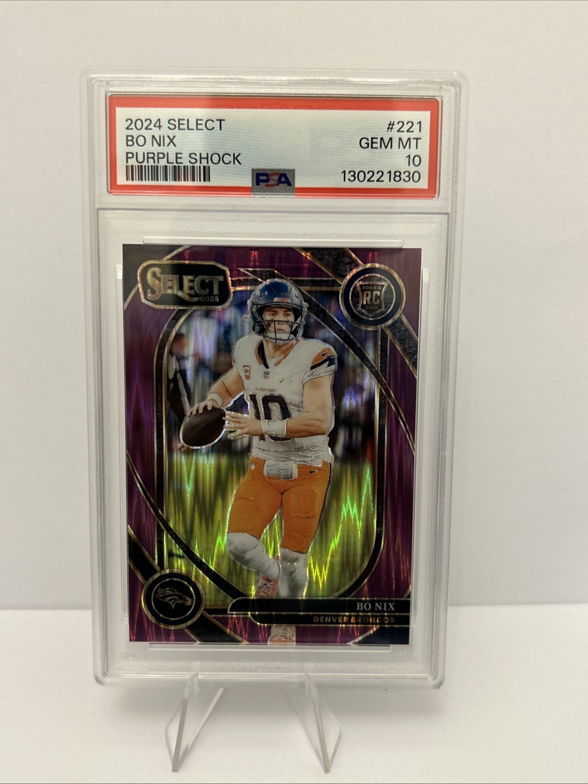 2024 PANINI SELECT BO NIX PURPLE SHOCK RC ROOKIE /360 PSA 10 CARD #221 BRONCOS