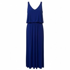 ANNALEE + HOPE Royal Blue V Neck Elastic Waist Maxi Dress Jumpsuit M Vacay Chic