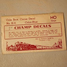 Champ Decals K-11 HO Scale Cole Bros Circus Decal Blue Model Train
